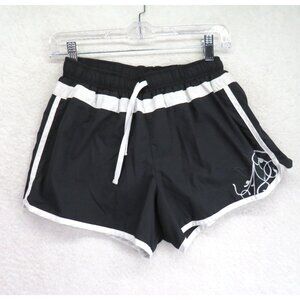 Athleta Running Shorts Womens Small Black White Trim Drawstring Lined Activewear